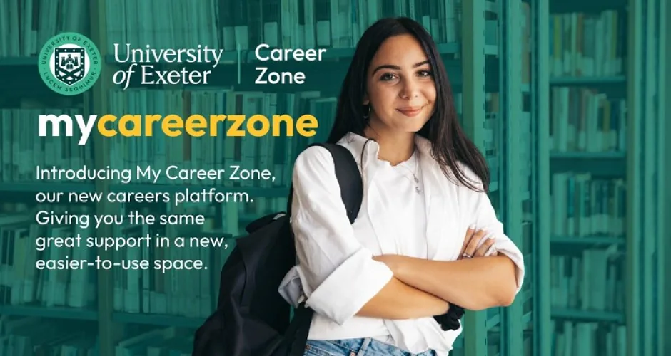 The University of Exeter Career Zone, featuring students exploring career resources and networking opportunities.