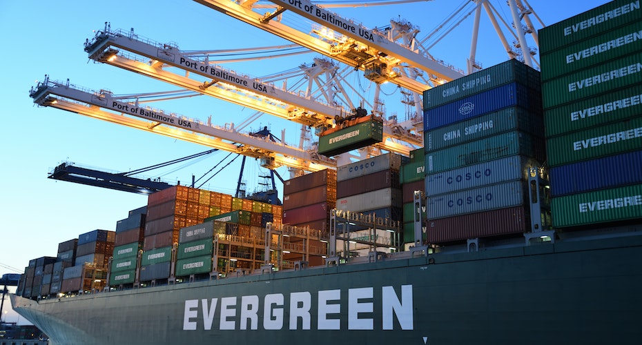 Green and Gray Evergreen Cargo Ship Photo by David Dibert Pexels