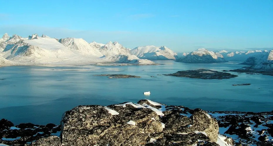 View from ravnefjeldet next to nanortalik greenland.