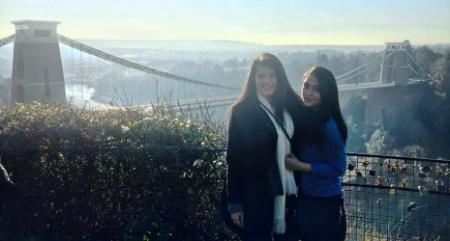 Students standing near the Clifton Suspension Bridge Bristol