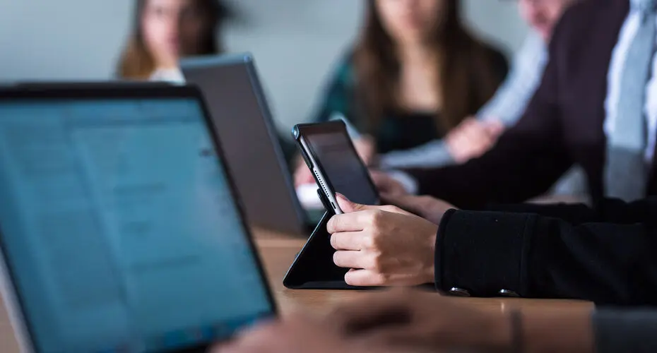 Close up of tablet mobile devices on a desk