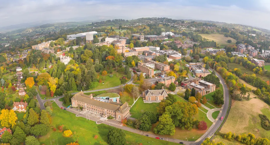 An aerial view of streatham campus.